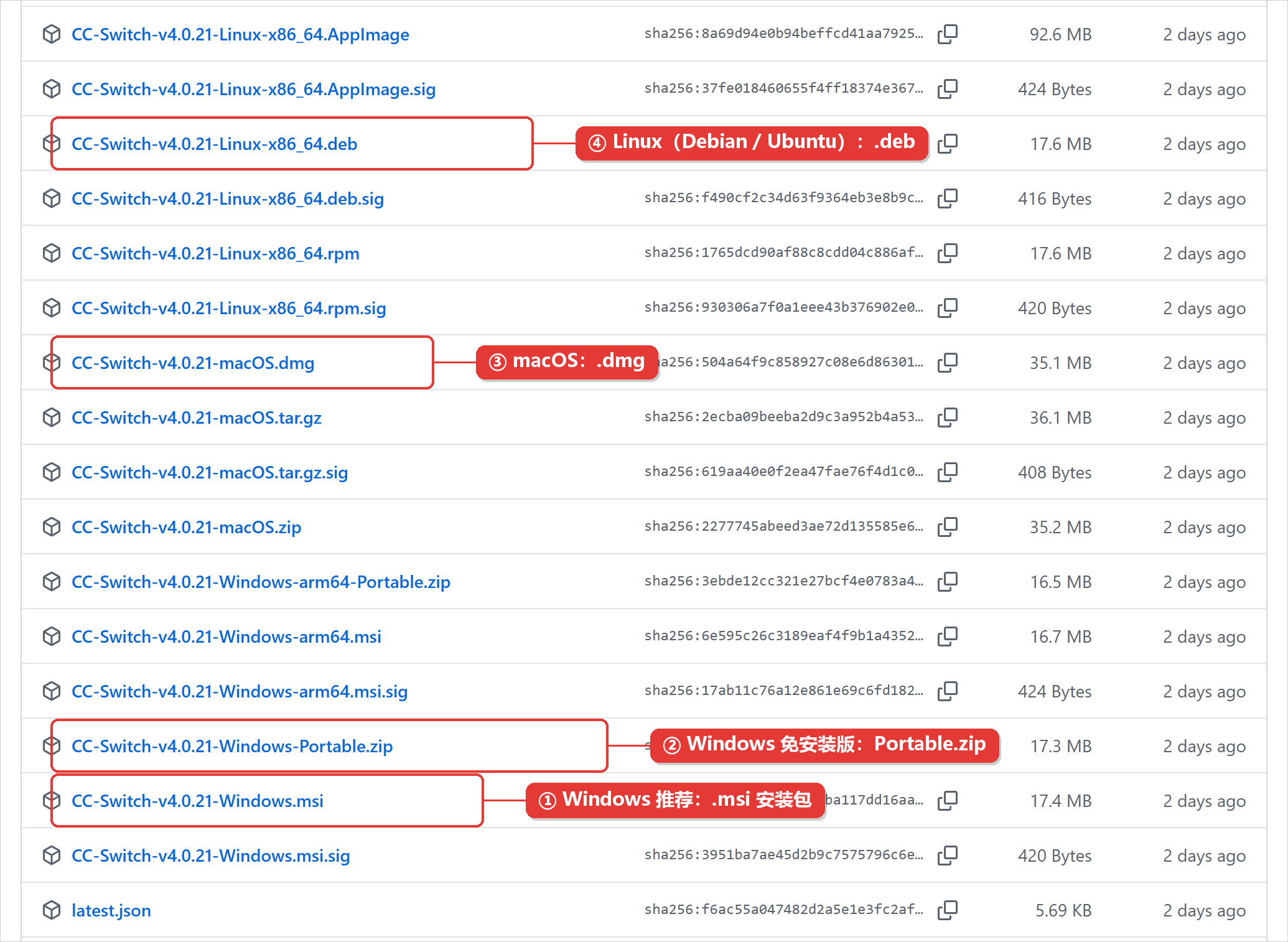 在 GitHub Releases 页面下载对应系统的安装包