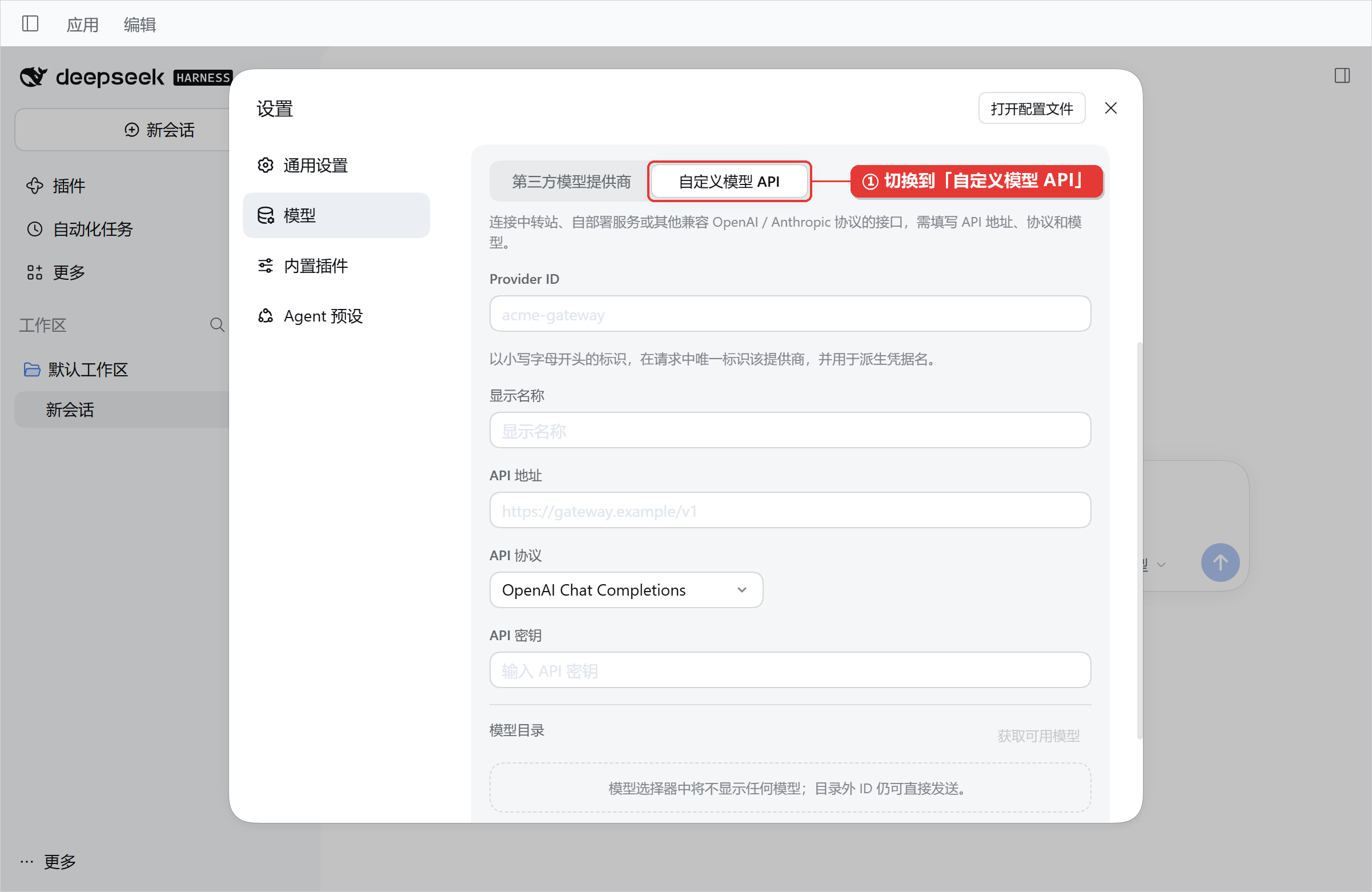 切换到自定义模型 API